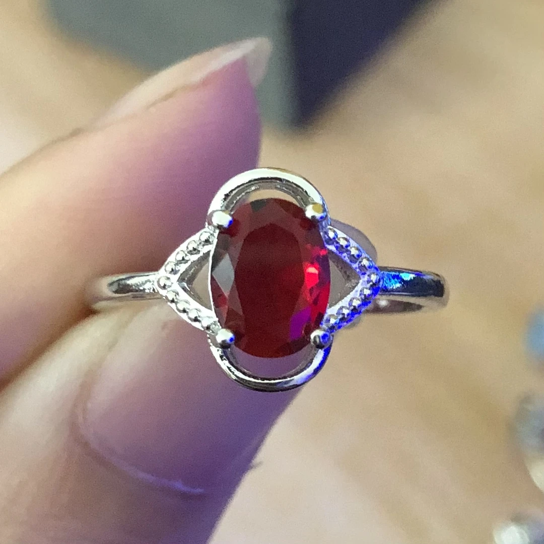 111043宝红色3克拉戒指活口开口可调节