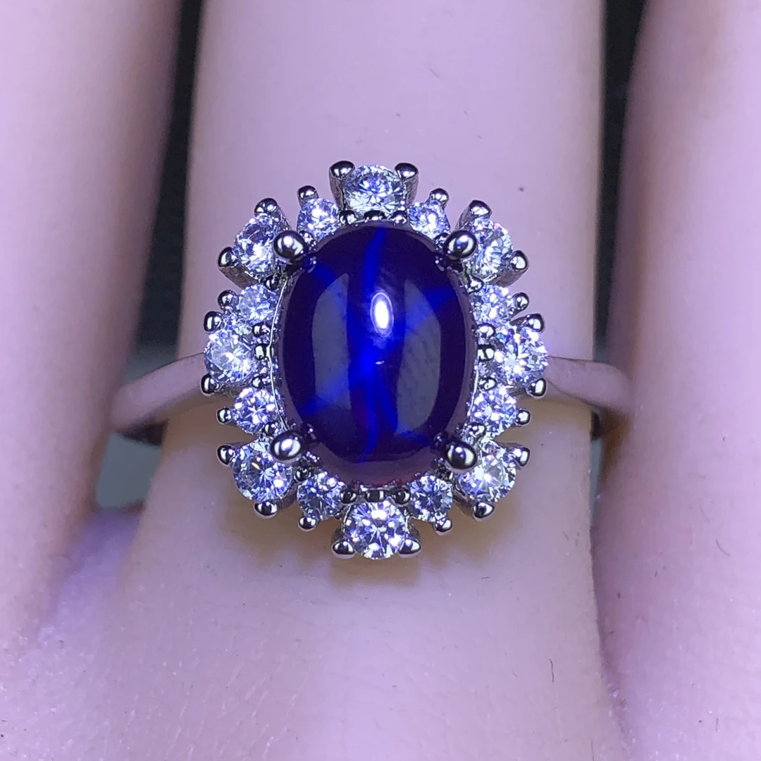 11304 星光蓝戒指银色托