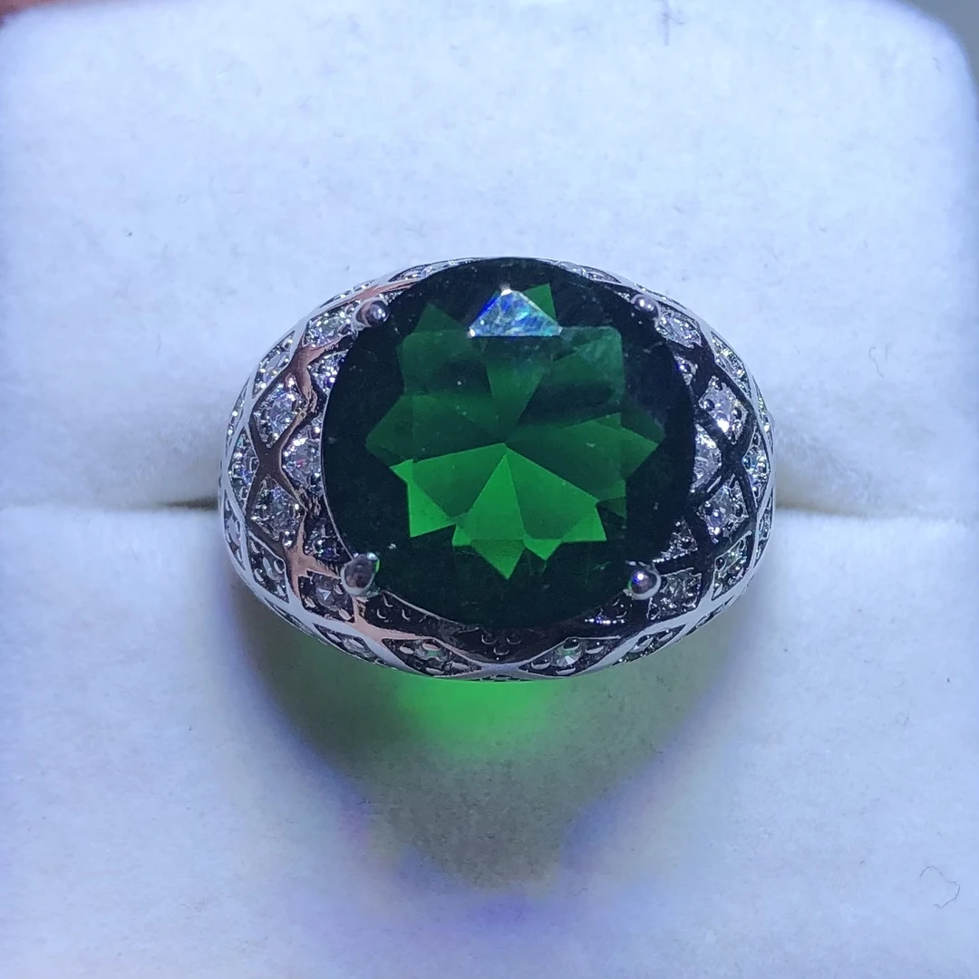 11124 宝绿色戒指活口漂亮美丽 培育 精致 开口可调节