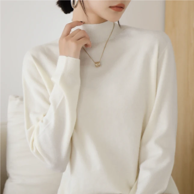 02春季新款 岛精无缝一线成衣 时尚休闲百搭半高领 打底针织衫