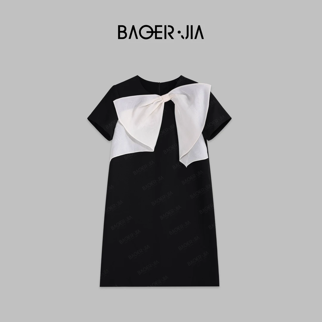 16-宝儿家BE17624204夏季穿搭新款显瘦气质舒适时尚蝴蝶结连衣裙