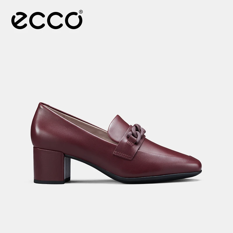 ECCO爱步【型塑35方头系列】 粗跟单鞋一脚蹬皮鞋 290913