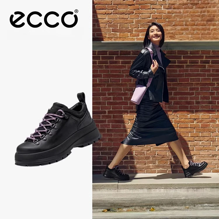 ECCO爱步女士高档休闲鞋新款真皮百搭通勤厚底女鞋 踪迹30 220713