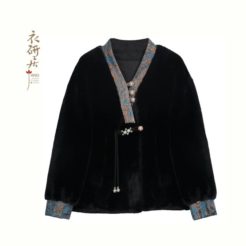 【雪影芳华】2专柜新品进口欧貂绒皮毛一体新中式保暖外套A010-4
