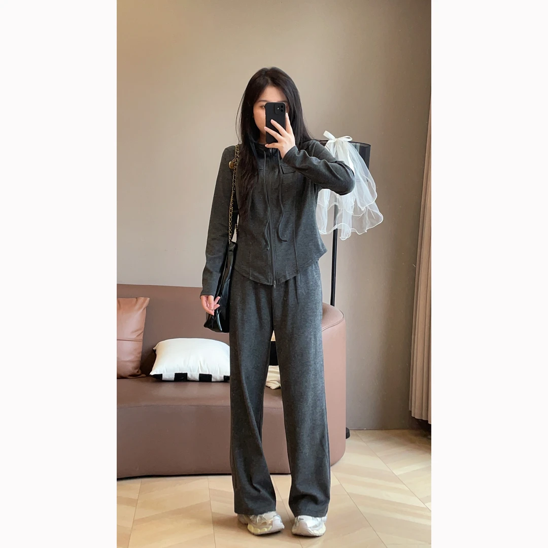 【萌萌】时尚运动休闲立领上衣长裤秋冬微胖显瘦两件套S824X17875