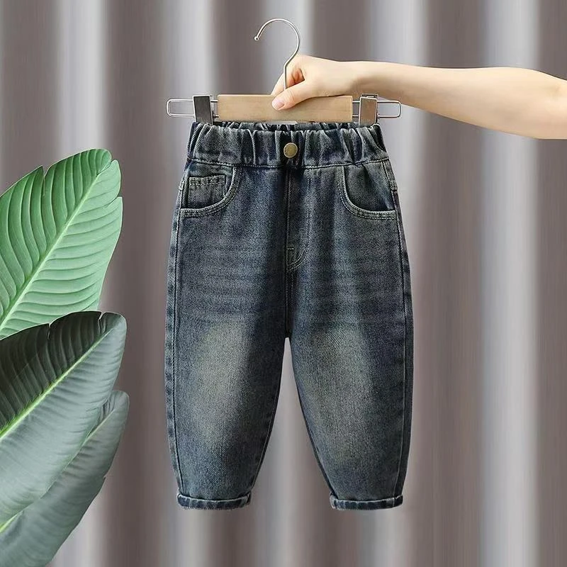 男童裤子春秋款2024新款儿童韩版中小童牛仔裤宝宝秋装直筒长裤潮
