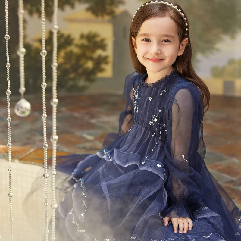 [商场同款]EP雅莹童装秋女童新款洋气刺绣公主网纱礼服连衣裙