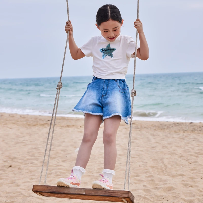 [商场同款]EP雅莹童装夏女童新款时尚休闲海星亮片T恤短袖