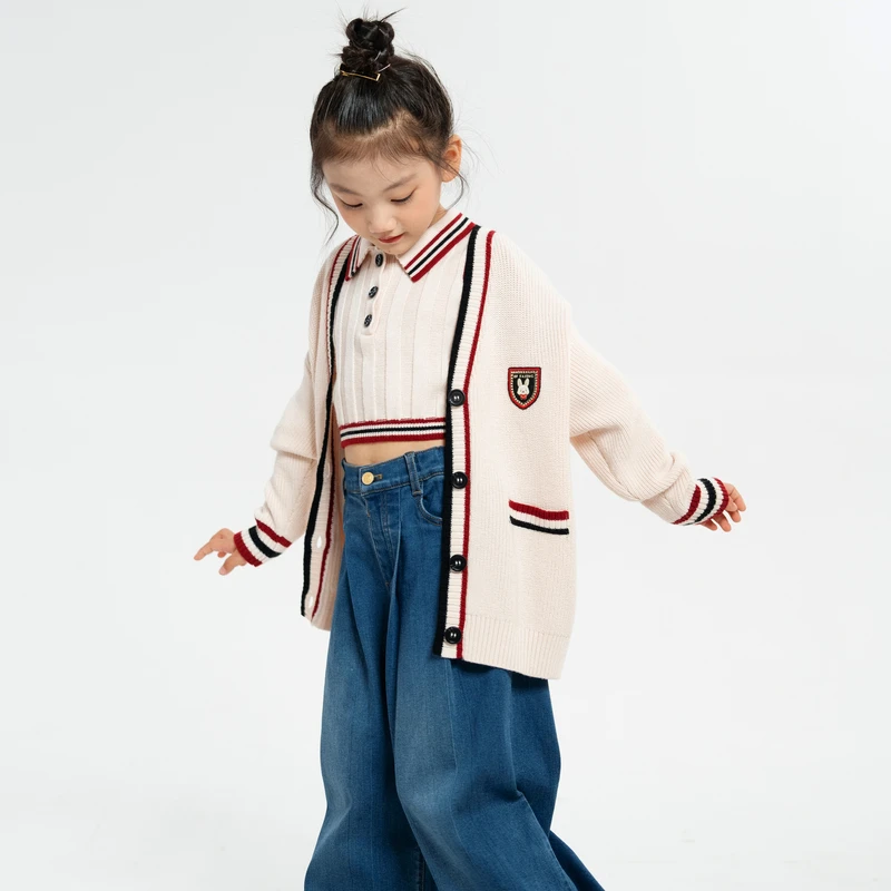 [商场同款]EP雅莹童装秋冬新款女童学院风马甲小翻领针织背心