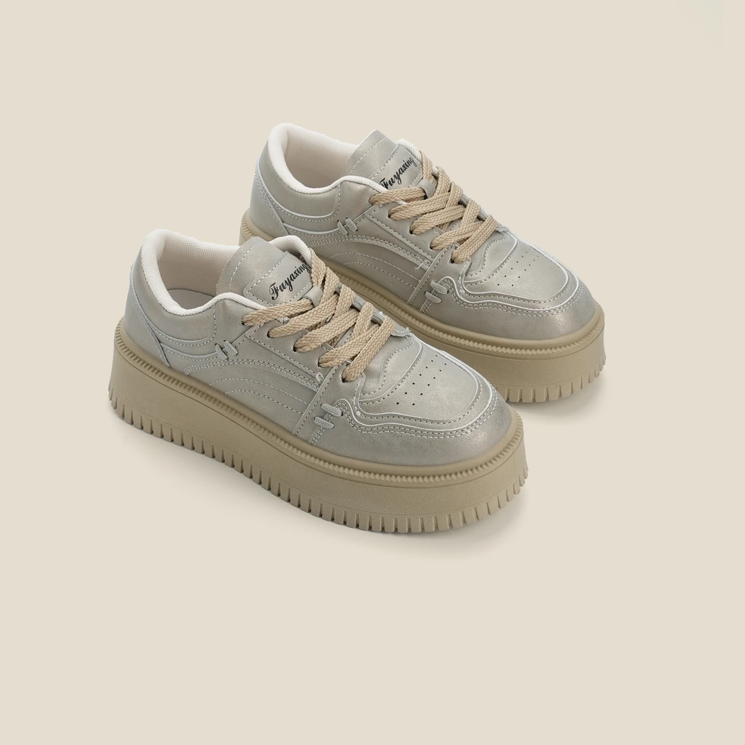 【千亿女鞋】厚底小白鞋女2024新款春秋季小个子增高松糕鞋休闲鞋