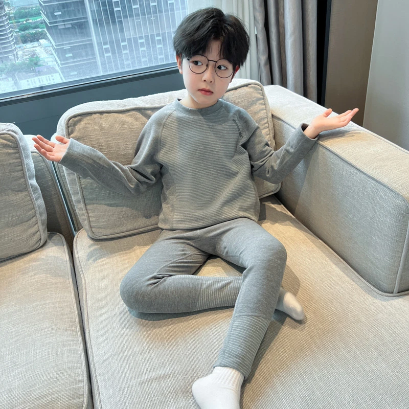 男童保暖内衣套装2025新款德绒无痕儿童秋衣秋裤男孩睡衣家居服