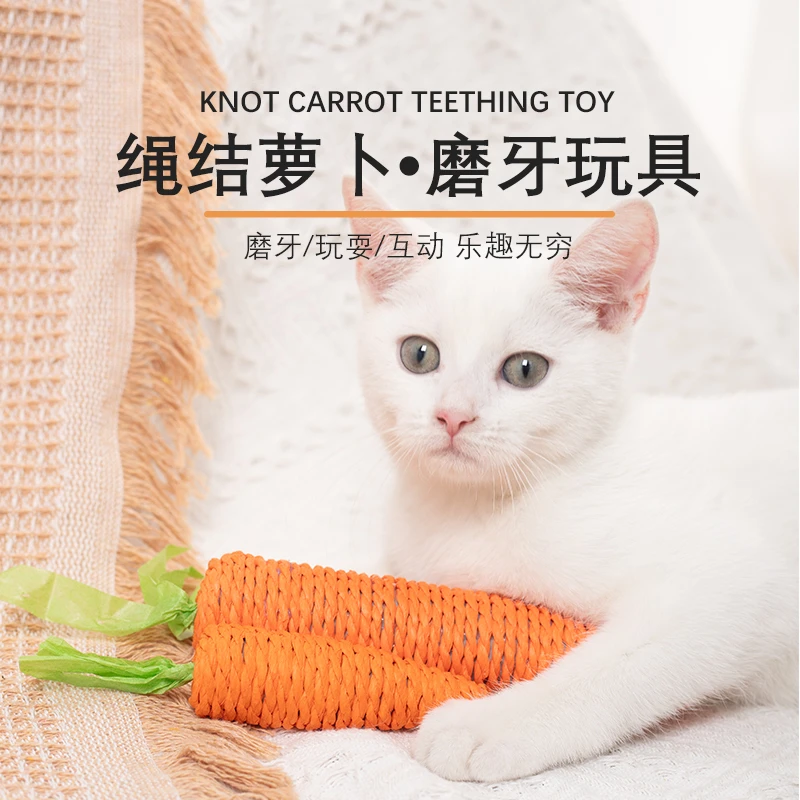 宠物猫咪狗狗啃咬玩具胡萝卜洁齿解闷解闷互动手工纸绳磨牙棒耐咬