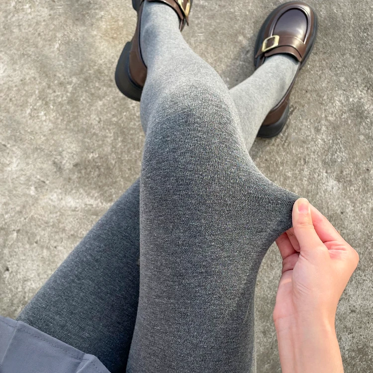 平板棉灰色连裤袜春秋款女不掉档大码加肥加大显瘦打底裤加绒加厚
