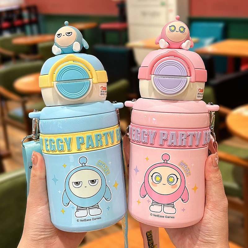 蛋仔派对儿童保温杯小学生幼儿园吸管专用男女冬季双饮水壶吸管杯