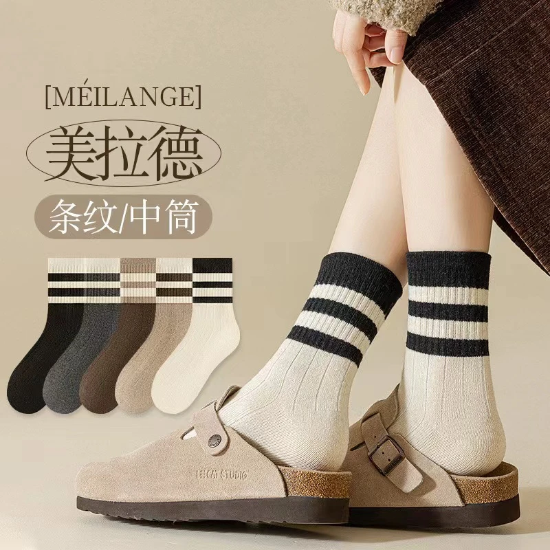 【10双装】女袜春夏鲨鱼裤中筒袜外穿秋冬复古风日系简约长筒袜子