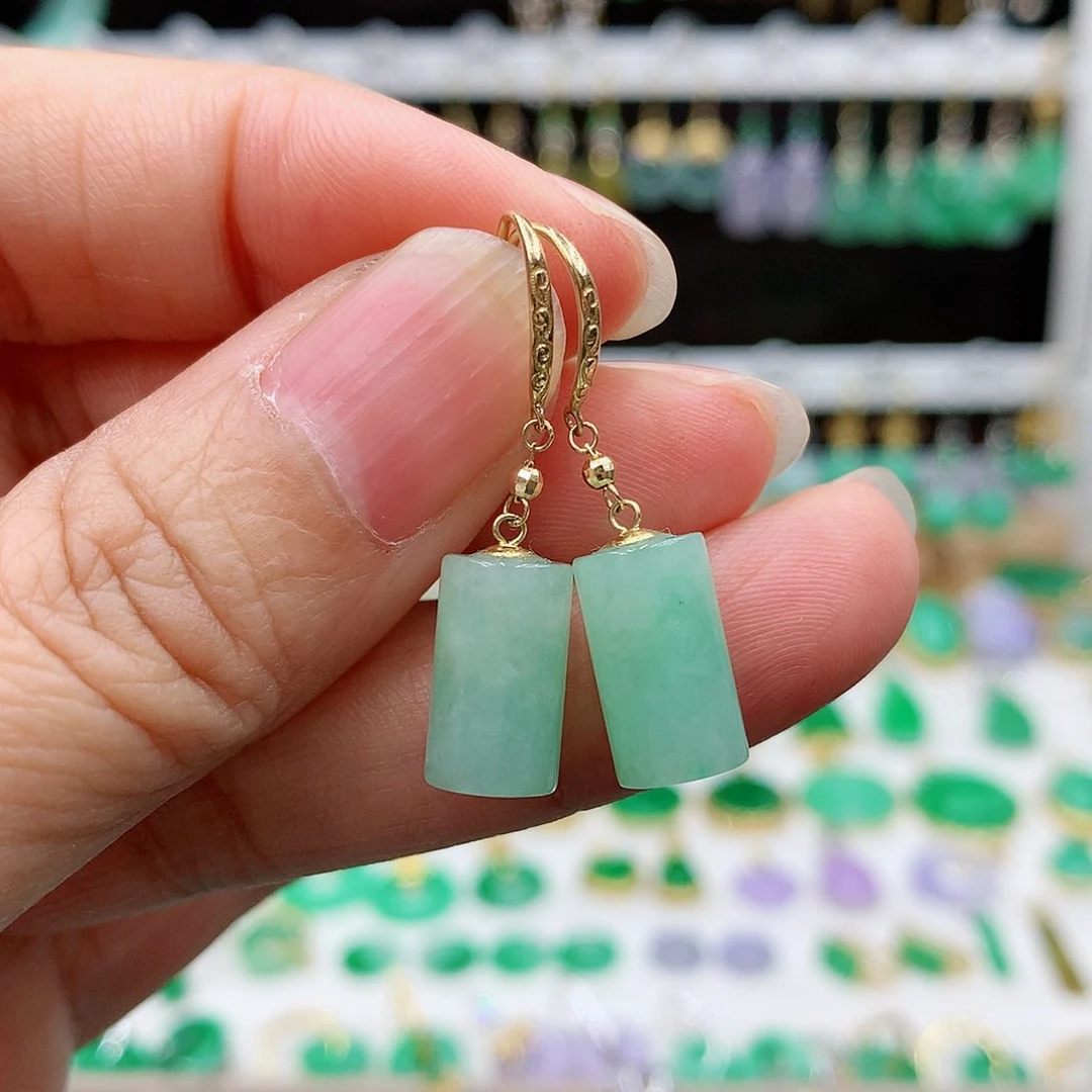 翡翠耳饰18K金镶嵌的