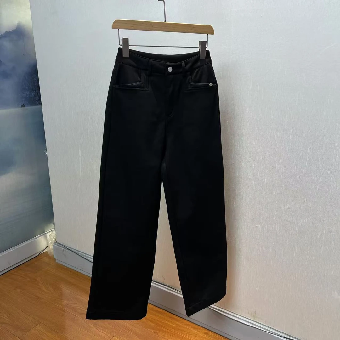 【向前向后3店】 百搭休闲时尚中高腰加绒直筒裤 A-269