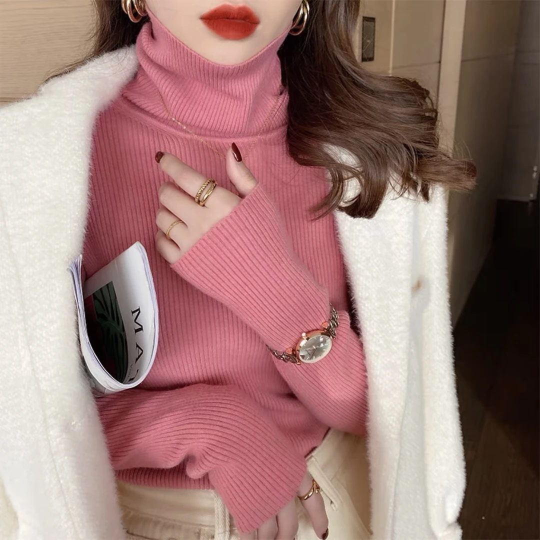 【现货现发】毛衣女秋冬季高领韩版打底针织衫气质长袖显瘦套头上衣