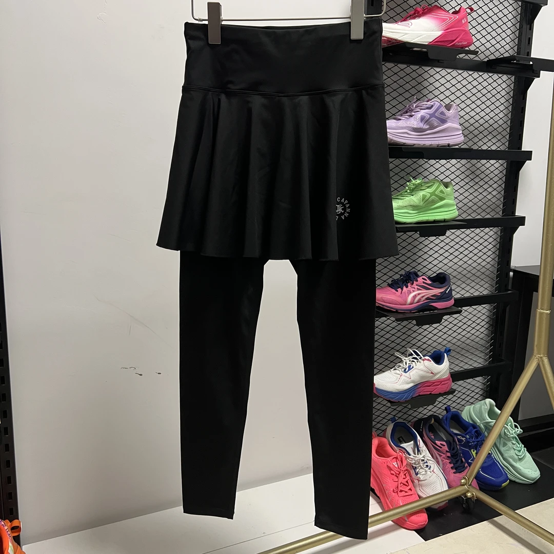 【断码清】有口袋放手机速干跑步高弹显假两件长裤裙8558