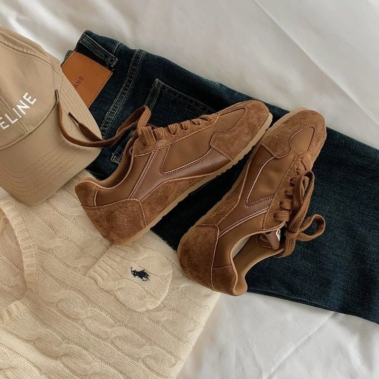 2025新款复古系带百搭透气休闲运动德训阿甘鞋女