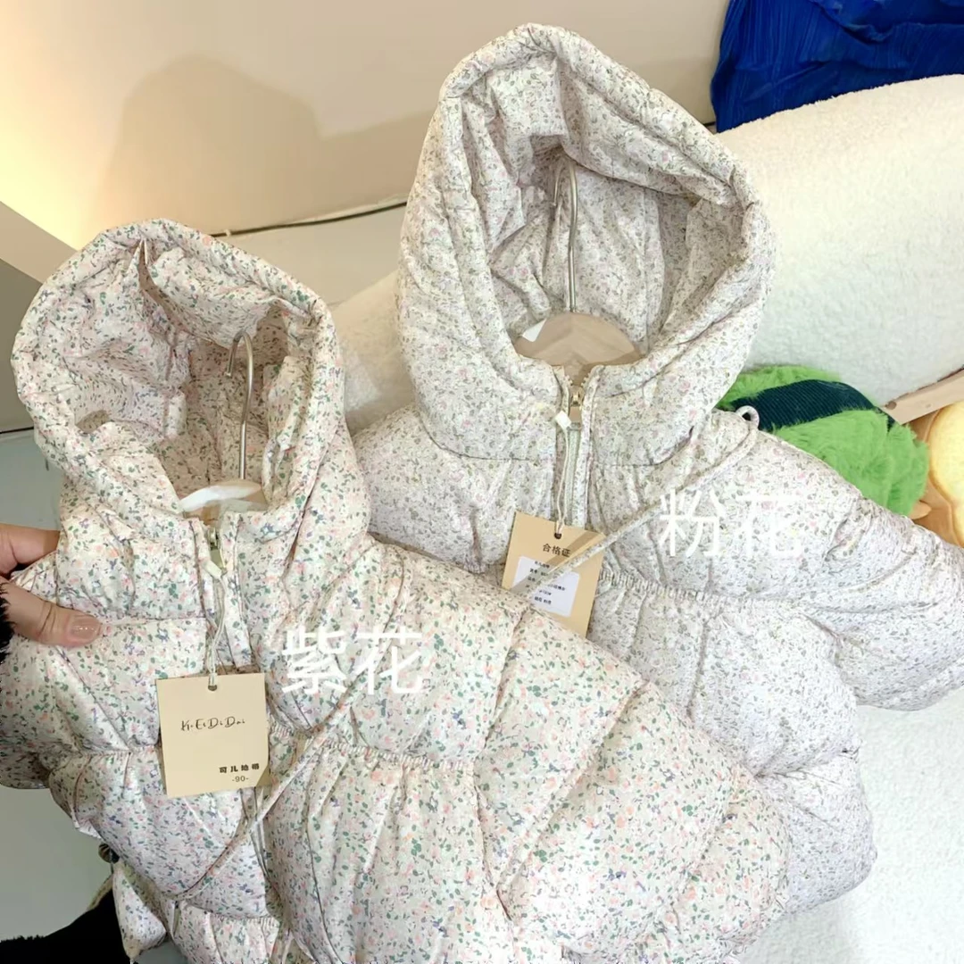 241657 女童冬季韩版蝴蝶结小包包满身碎花休闲长袖棉服