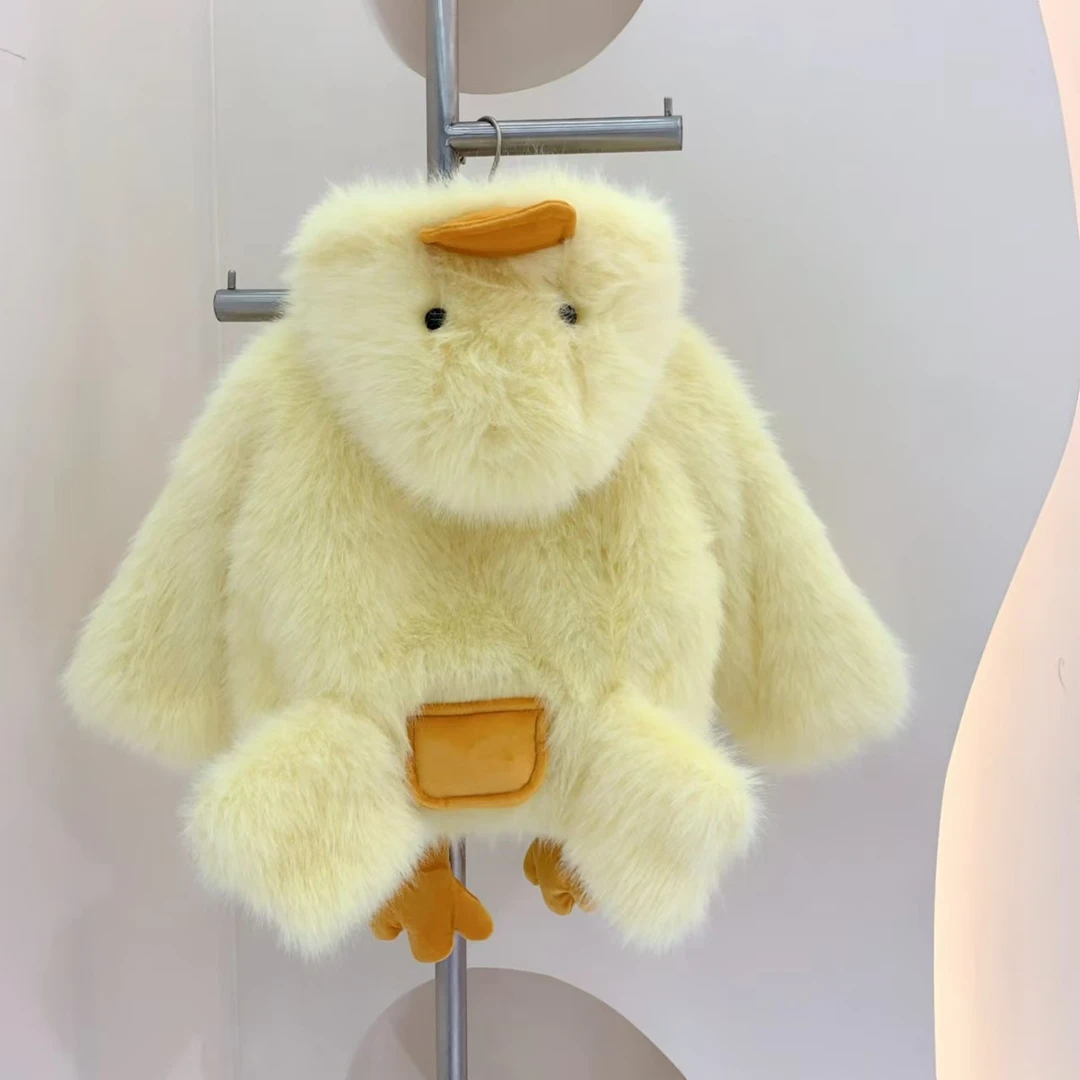 241629  女童冬季韩版加绒加厚卡通小鸭子休闲毛毛衣长袖棉服