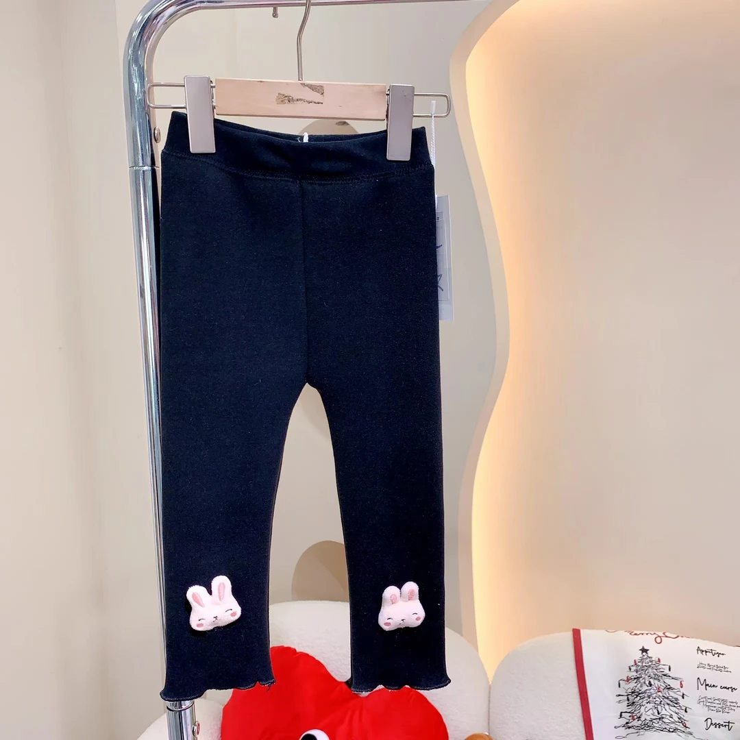 241565 女童冬季加绒加厚韩版简约棉质休闲脚口兔子打底裤