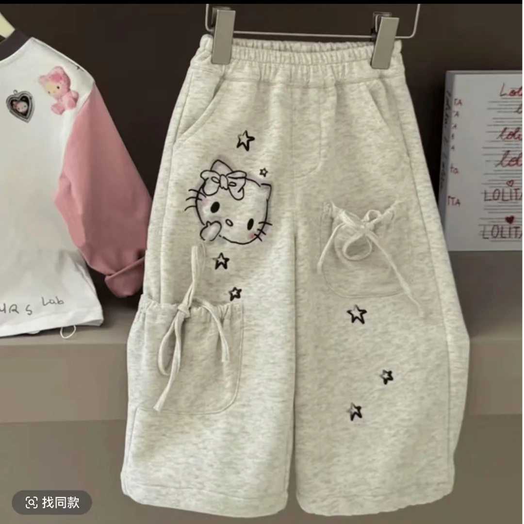 241634 女童韩版卡通印花春秋季新款洋气收脚阔腿韩版休闲裤
