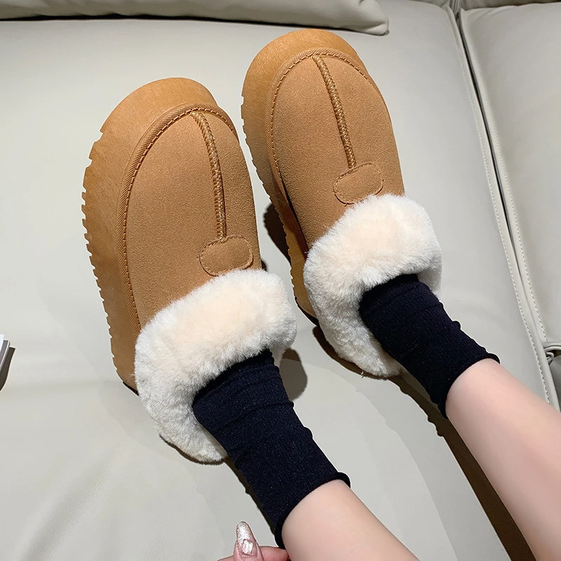 雪地靴加绒加厚防滑毛毛短靴棉靴女2024年冬季新款厚底时尚勃肯鞋