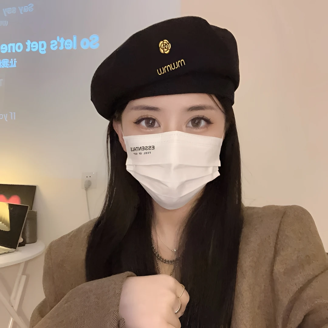 韩系复古棕色贝雷帽女2023新款春秋冬显脸小气质画家帽黑色蓓蕾帽