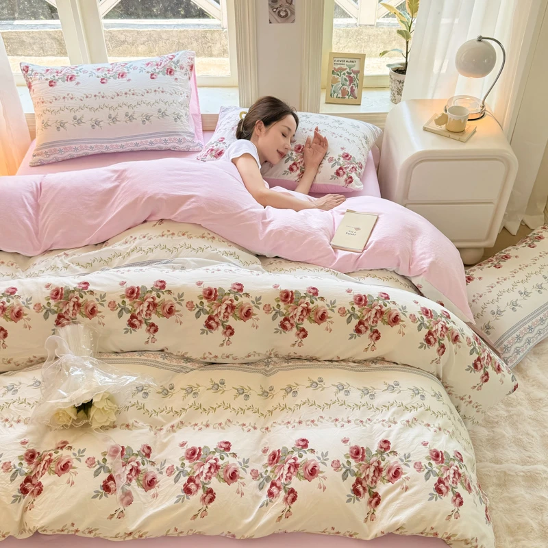 光点2023新款大版数码印花韩版四件套小碎花小清新公主风田园风