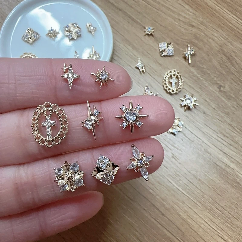 春柚美甲锆石布契拉提锆石金银色轻奢复古精致锆石8颗混装合集