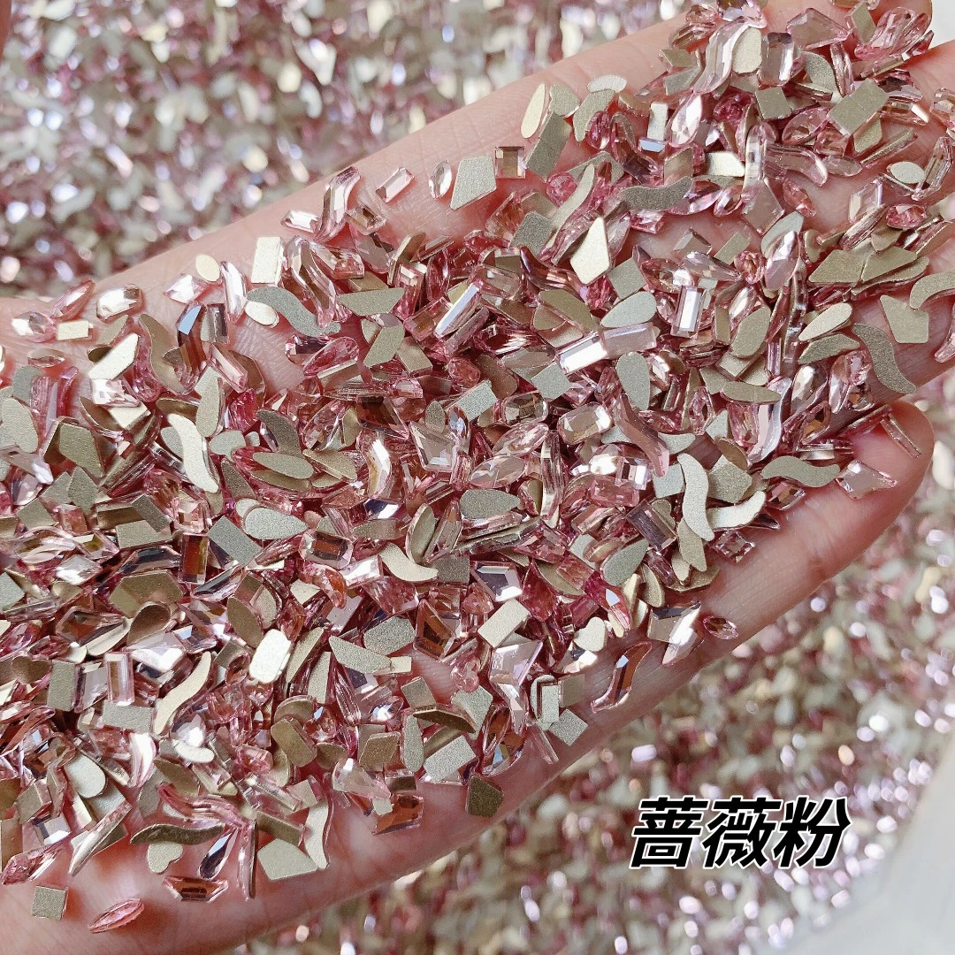 小号蔷薇粉色平底钻美甲异形K9钻粉钻超闪仙女水钻混合装指甲钻