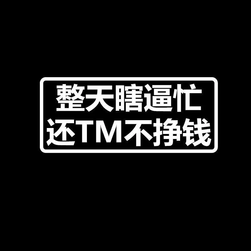 整天瞎逼忙2024网红汽车贴纸车尾后窗创意个性文字电动摩托装饰贴