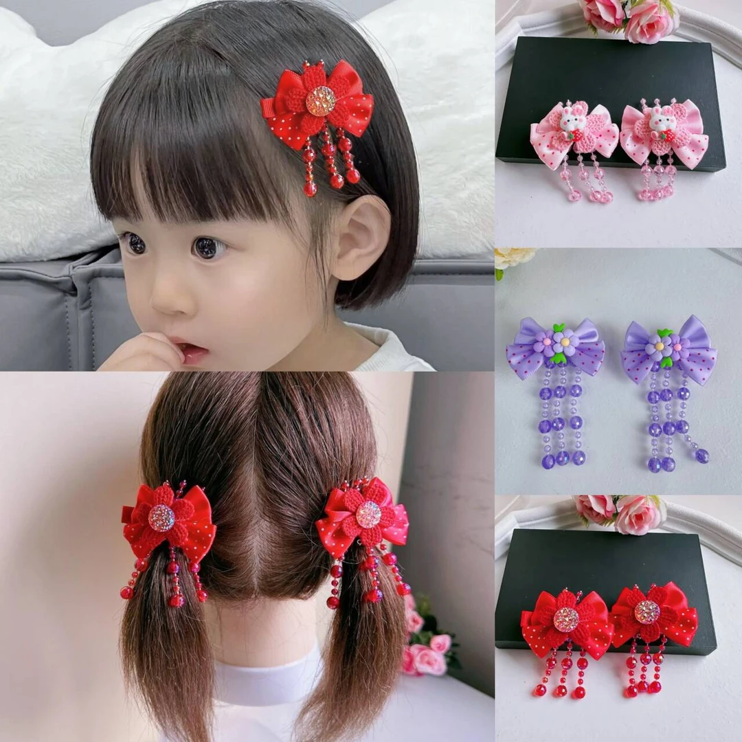 儿童发夹新款中国年流苏古风发夹汉服古装头饰发卡女孩女童公主