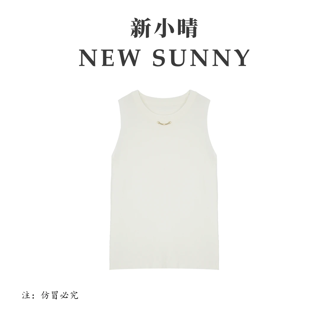 【蝴蝶】韩系纯色简约气质链条无袖背心09544