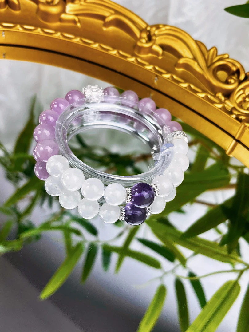 L3002原创 紫水蓝月光紫锂辉水晶手串