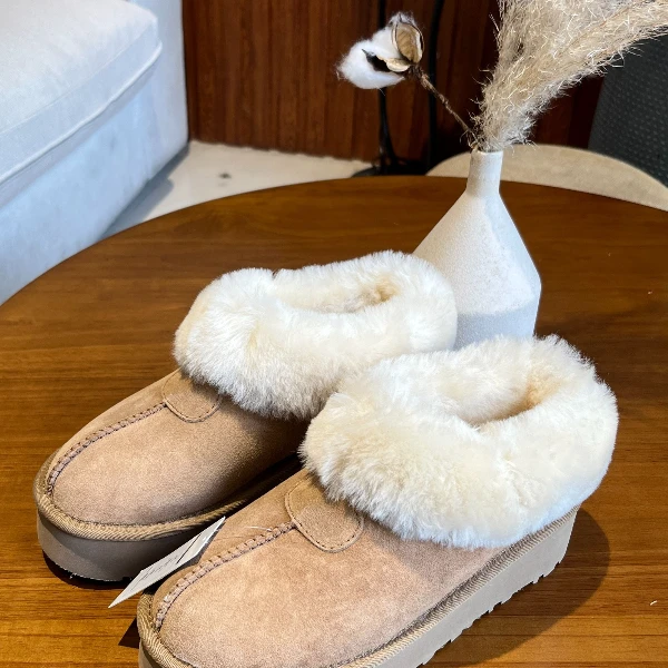 【厚底塔次特】新款一脚蹬网红浅口短筒皮毛一体加厚雪地靴