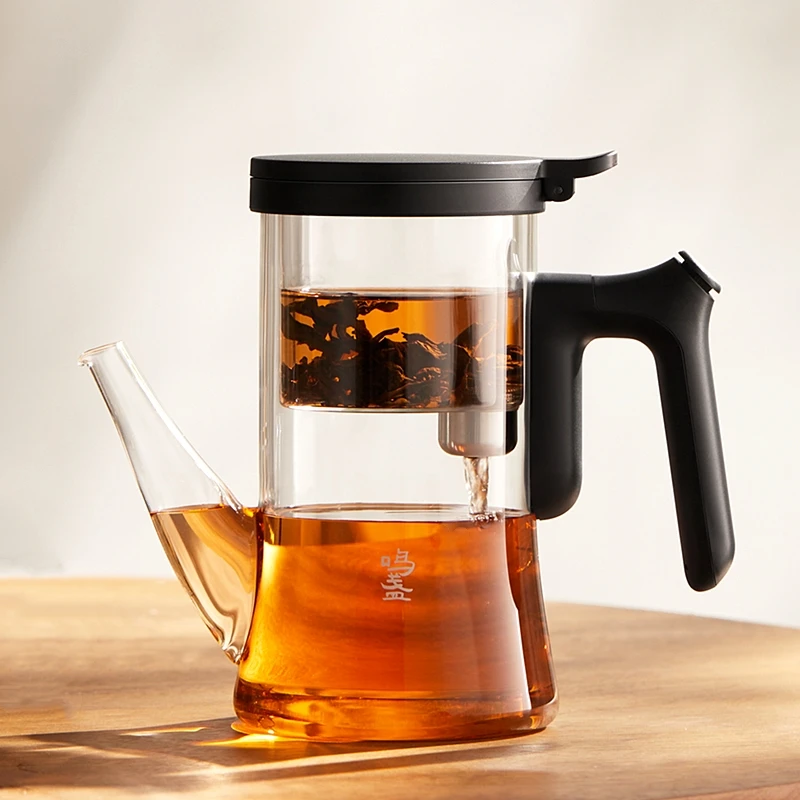 全玻璃飘逸杯按压磁吸过滤内胆泡茶壶茶水分离冲茶器家用功夫茶具