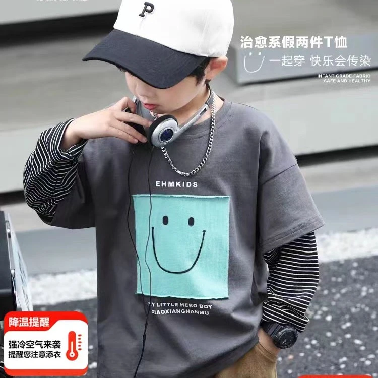 086儿童秋装运动洋气男童长袖T恤2023新款韩版宽松时尚秋季长袖T