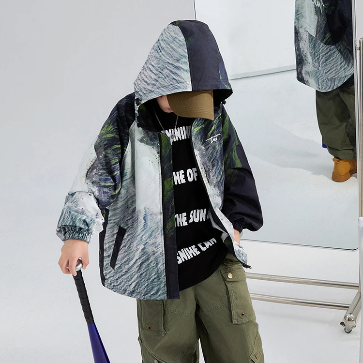 儿童秋装男童外套宽松洋气2024春秋季中大童新款冲锋衣男孩上衣