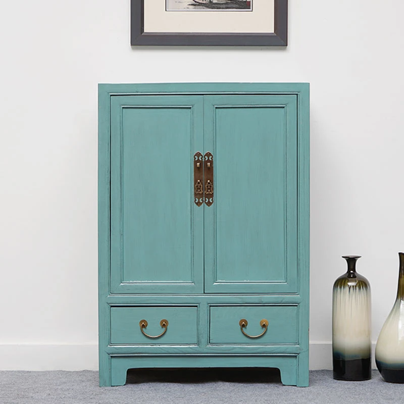 新中式家具门厅实木玄关柜隔断小户型轻奢做旧装饰柜定制进门矮柜