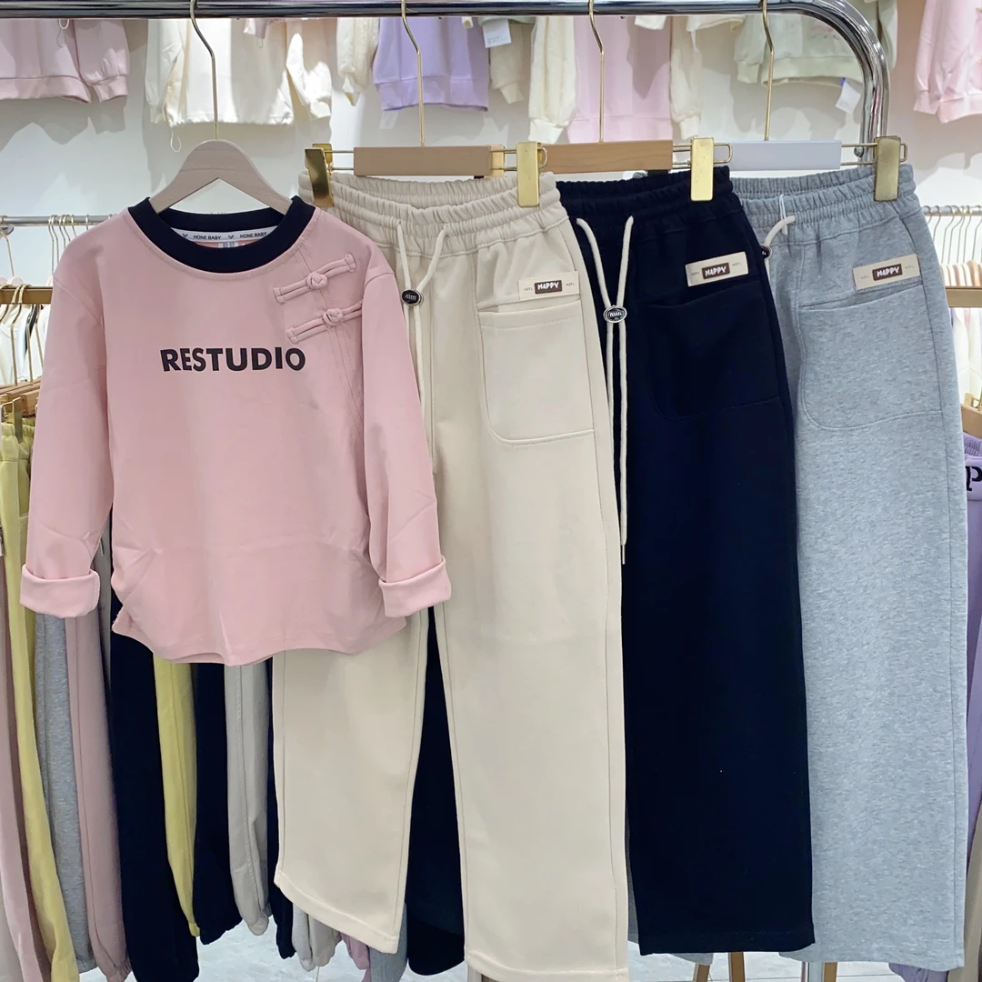 SJY-女童时尚春季宽松简单百搭洋气舒适新款洋气直筒裤（口袋款）