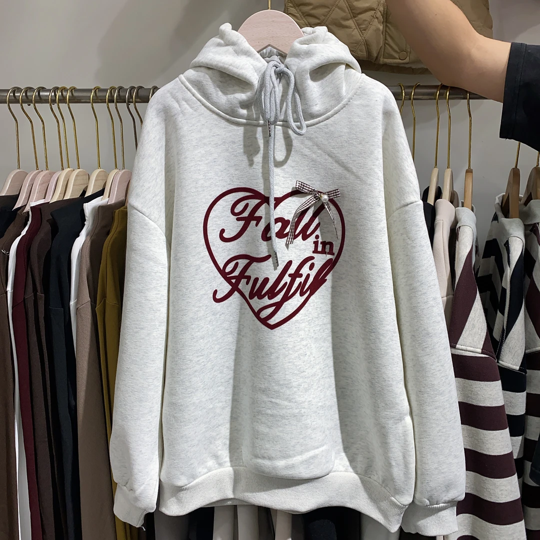 盼盼-春秋百搭休闲宽松加绒连帽卫衣