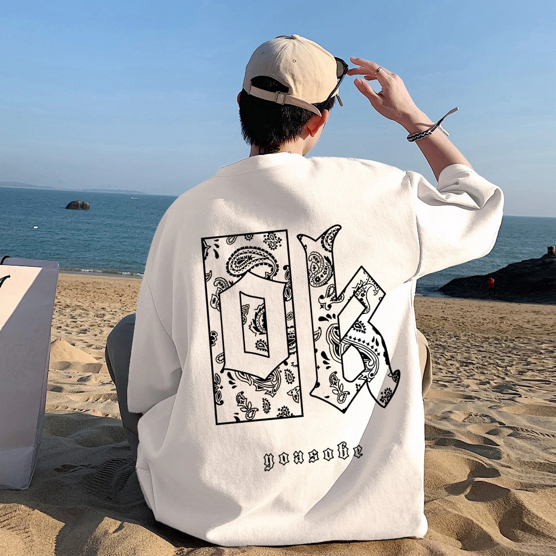 男女同款短袖t恤纯棉夏季宽松潮牌印花男半袖体恤男装圆领打底衫