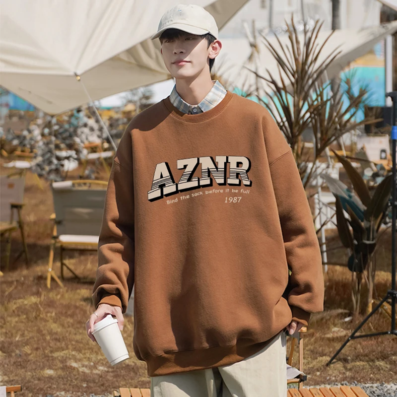 男女同款圆领卫衣oversize个性高街秋衣服时尚潮ins秋季无帽外套
