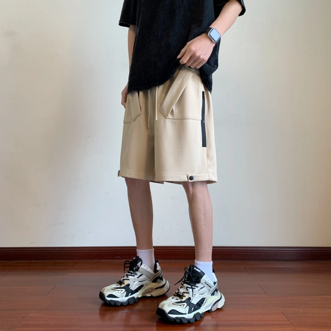 夏季工装五分短裤男ins薄款中裤子宽松直筒休闲运动5分裤bf原宿风