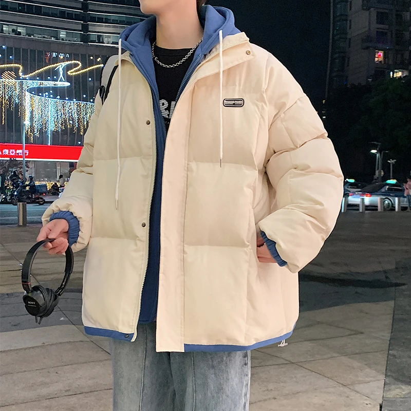 男女同款假两件连帽加厚棉衣棉服外套冬季棉衣宽松大码加厚棉袄