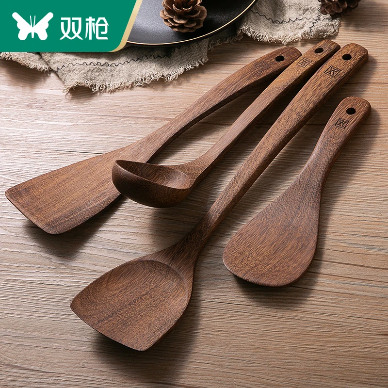 双枪木锅铲家用木铲子不粘锅专用木质木勺鸡翅木手工汤勺炒菜铲子