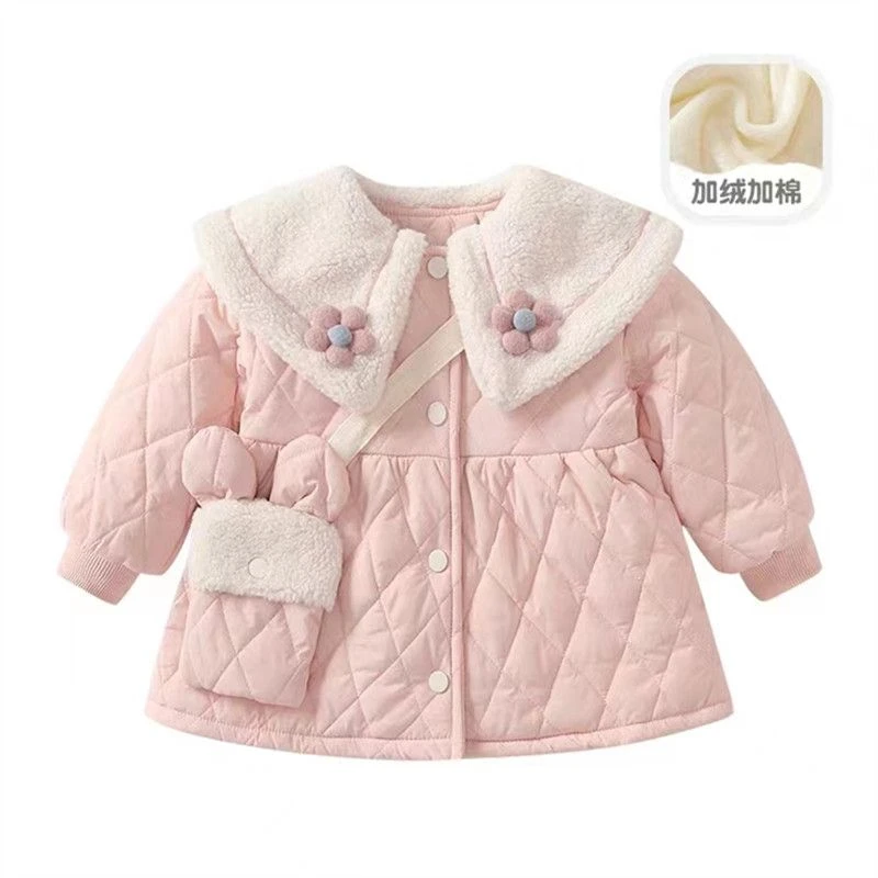女童棉服外套冬装2023新款洋气儿童加绒棉衣宝宝冬季夹棉加厚棉袄